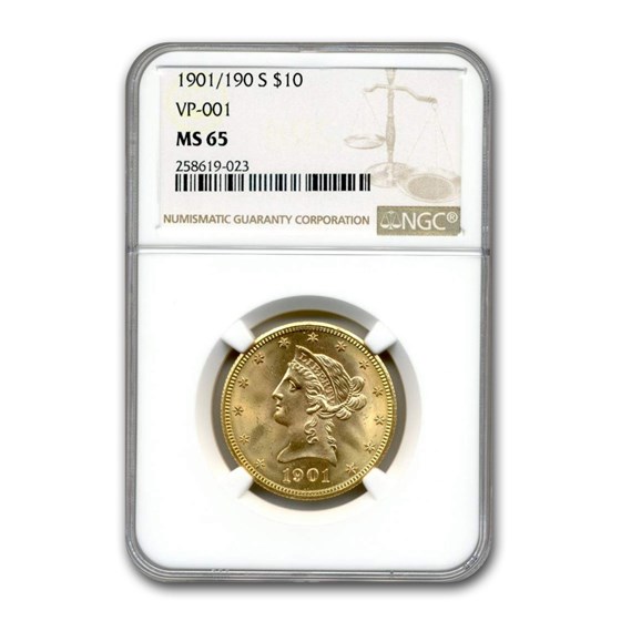 1901/190-S $10 Liberty Gold Eagle MS-65 NGC (VP-001) 1901/190-S $10 Liberty Gold Eagle MS-65 NGC (VP-001)